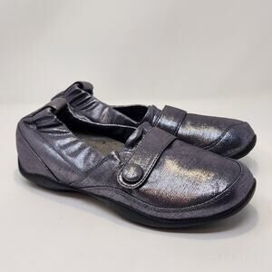 Dansko Women Carol Shimmer Metallic Silver Leather Loafer Size 38 US 7.5 Comfort